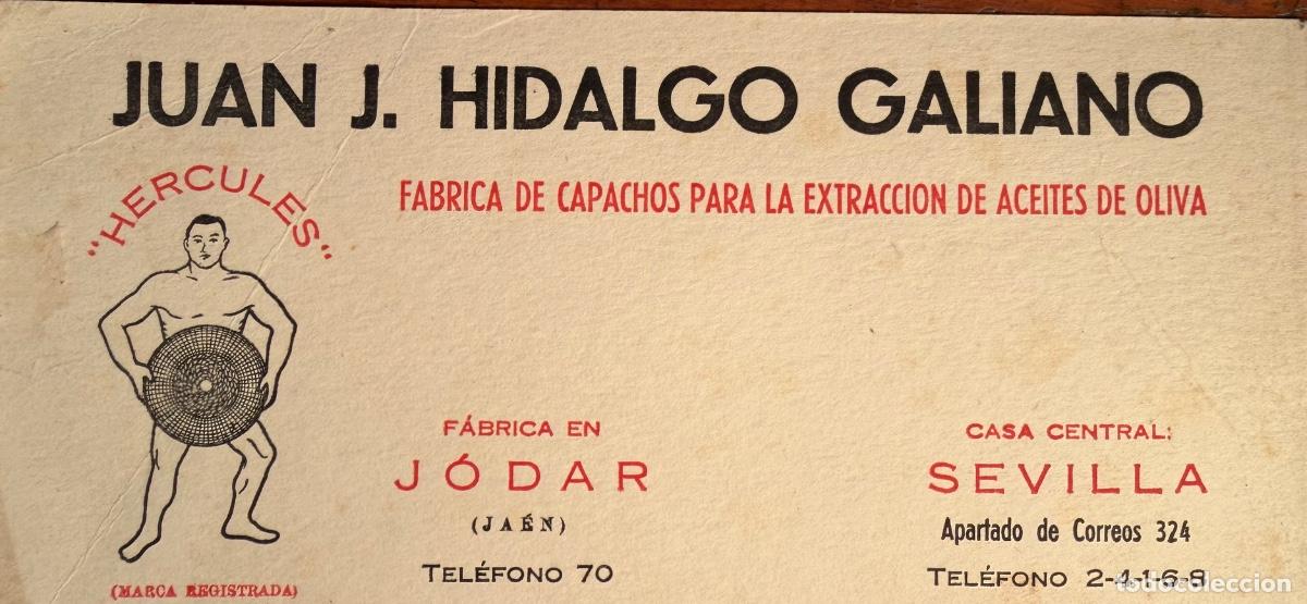 Coleccionismo de carteles: CARTEL PUBLICITARIO PAPEL DURO JUAN J. HIDALGO GALIANO, FABRIDA DE CAPACHOS