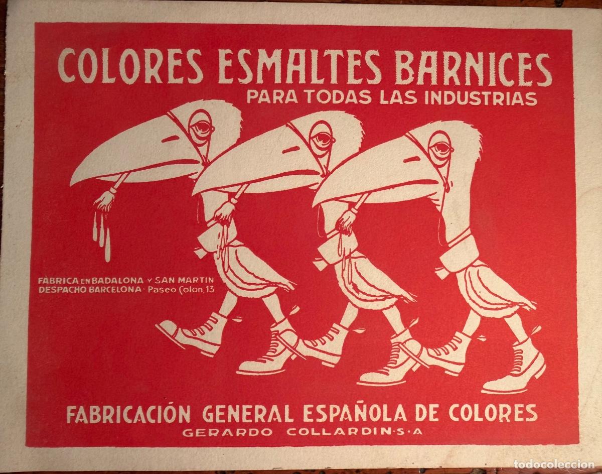Coleccionismo de carteles: CARTEL PUBLICITARIO PAPEL DURO COLORES ESMALTES BARNICES GERARDO COLLARDIN S.A