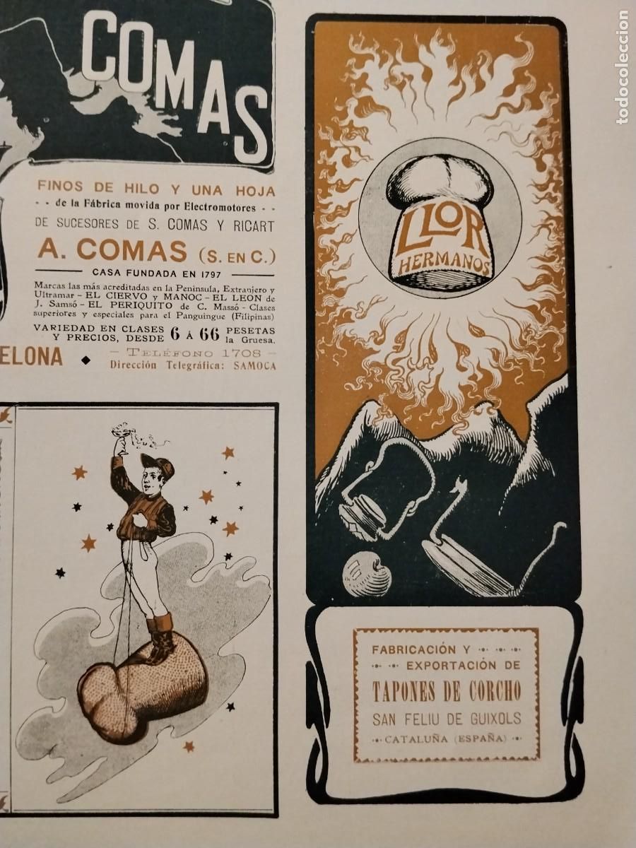 Coleccionismo de carteles: FABRICACION EXPORTACION TAPONES CORCHO SAN FELIU GUIXOLS HOJA A&Ntilde;O 1906