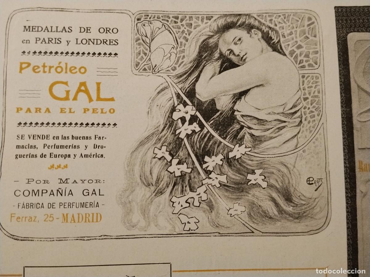 Coleccionismo de carteles: FABRICA PERFUMERIA PETROLEO GAL PARA EL PELO MADRID HOJA REVISTA A&Ntilde;O 1906