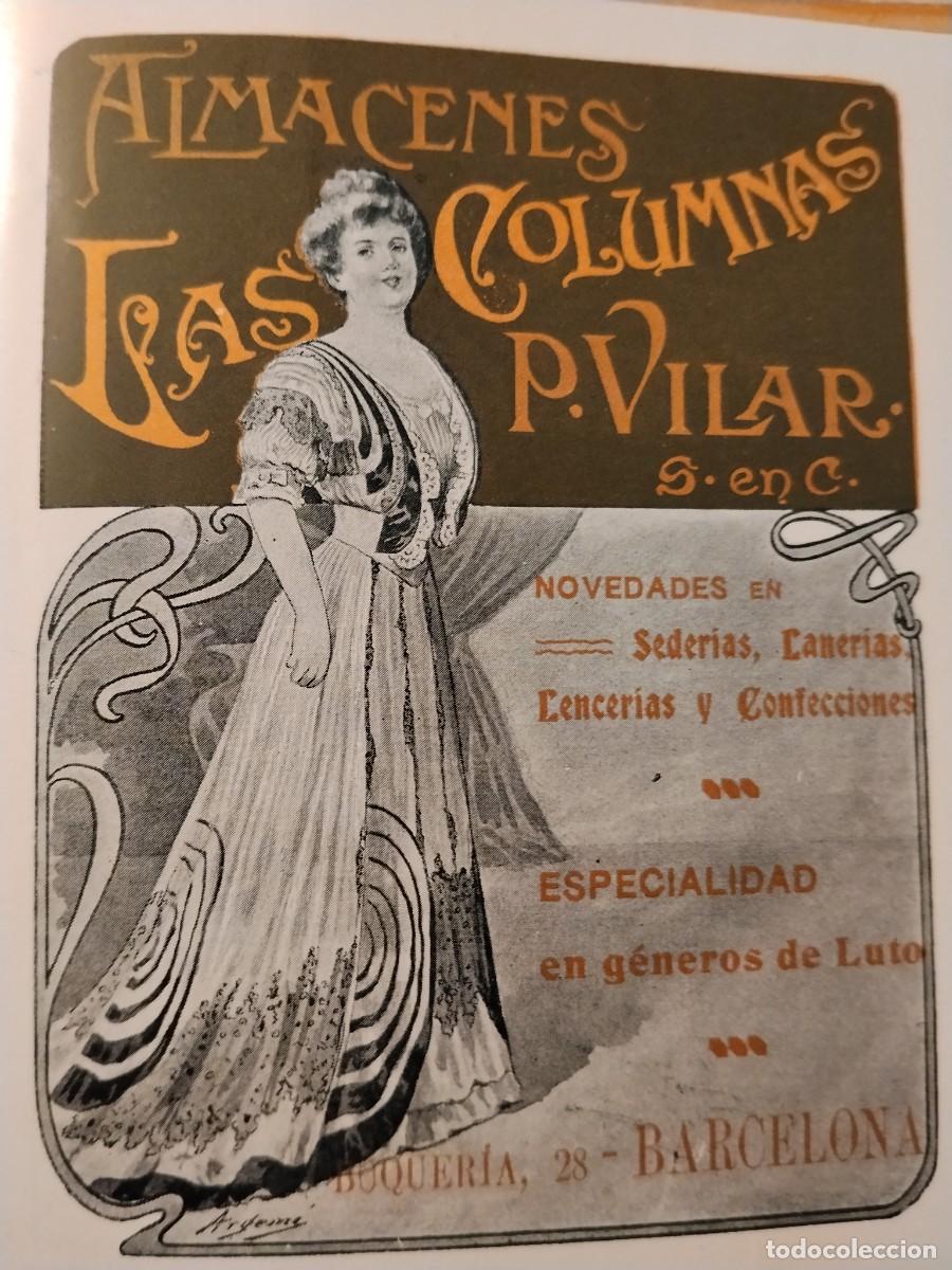Coleccionismo de carteles: ALMACENES LAS COLUMNAS P.VILAR ESPECIALIDAD GENEROS DE LUTO BARCELONA HOJA REVISTA A&Ntilde;O 1906
