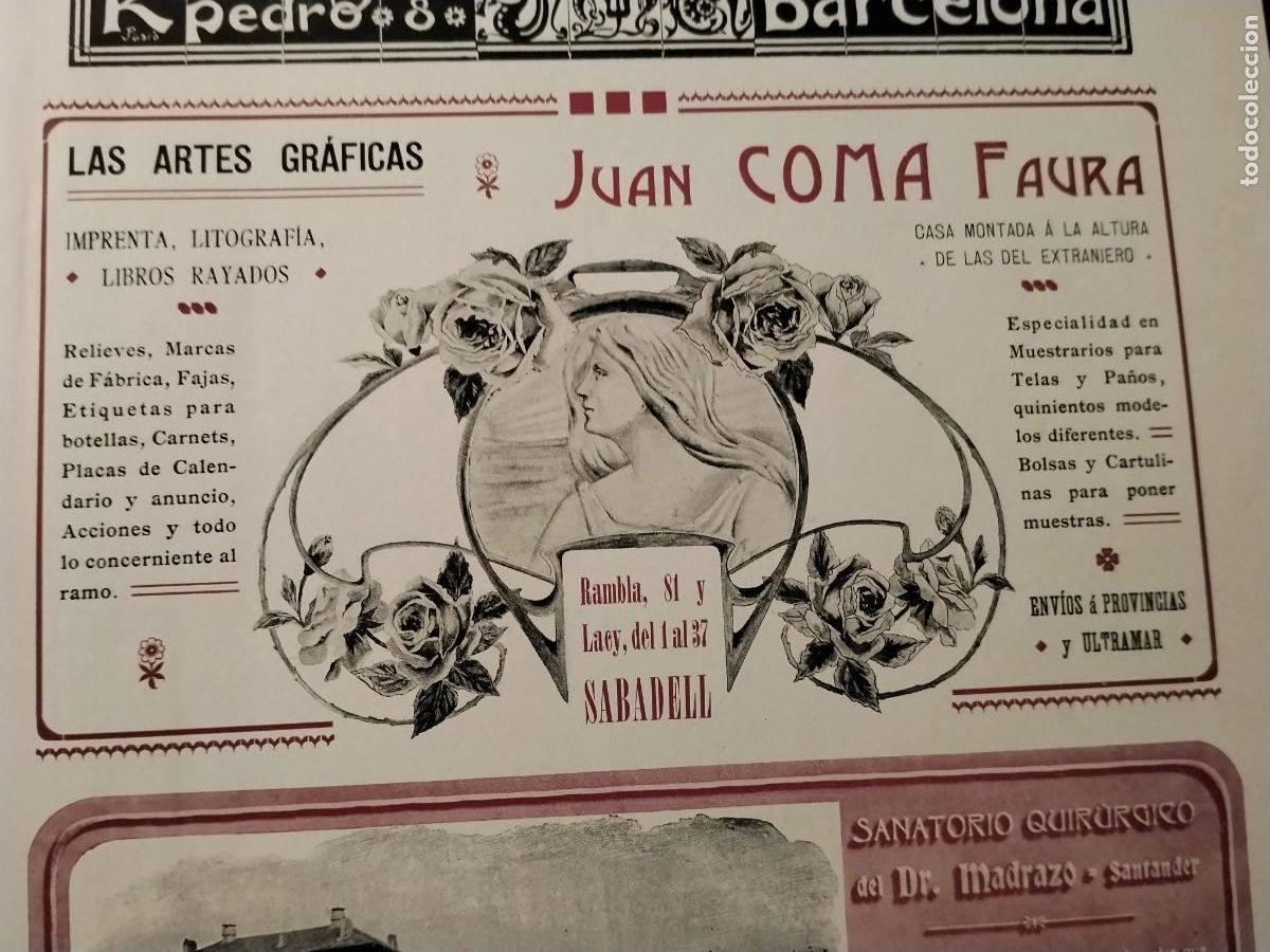 Coleccionismo de carteles: LAS ARTES GRAFICAS JUAN COMA FAURA IMPRENTA SABADELL BARCELONA HOJA REVISTA A&Ntilde;O 1906