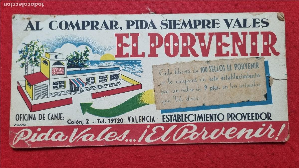 Coleccionismo de carteles: CARTEL PUBLICIDAD SELLOS REGALO COMPRAS EL PORVENIR CARTONS VALENCIA ORIGINAL KV1