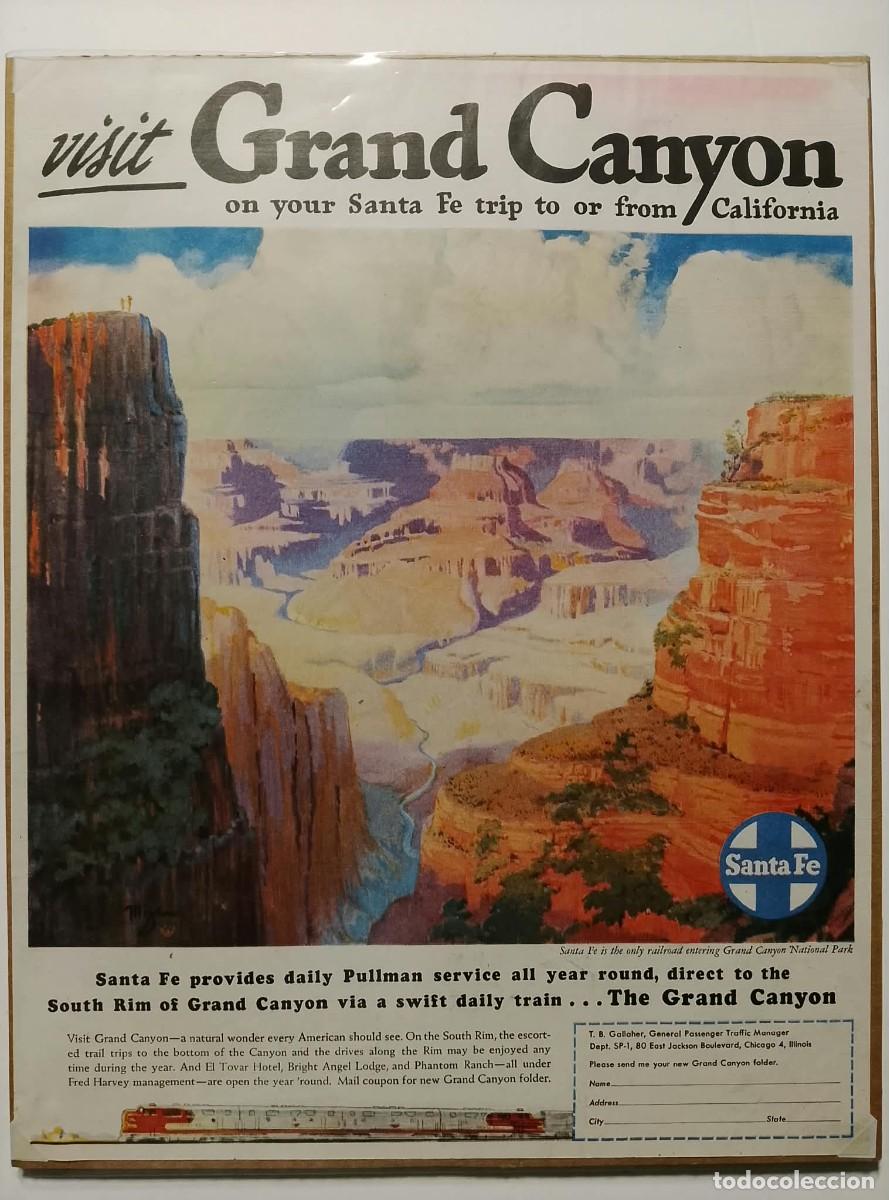 Coleccionismo de carteles: VISIT GRAND CANYON - PUBLICIDAD ORIGINAL - THE SATURDAY EVENING POST 1947 - 25 x 32 cm