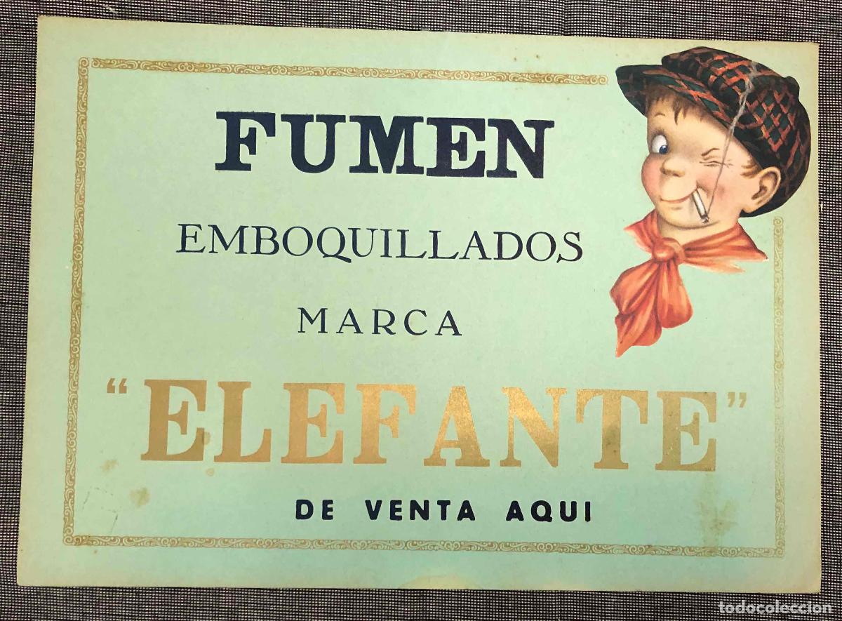 Coleccionismo de carteles: CARTEL PUBLICITARIO EMBOQUILLADOS MARCA ELEFANTE. C.1930. BARCELONA