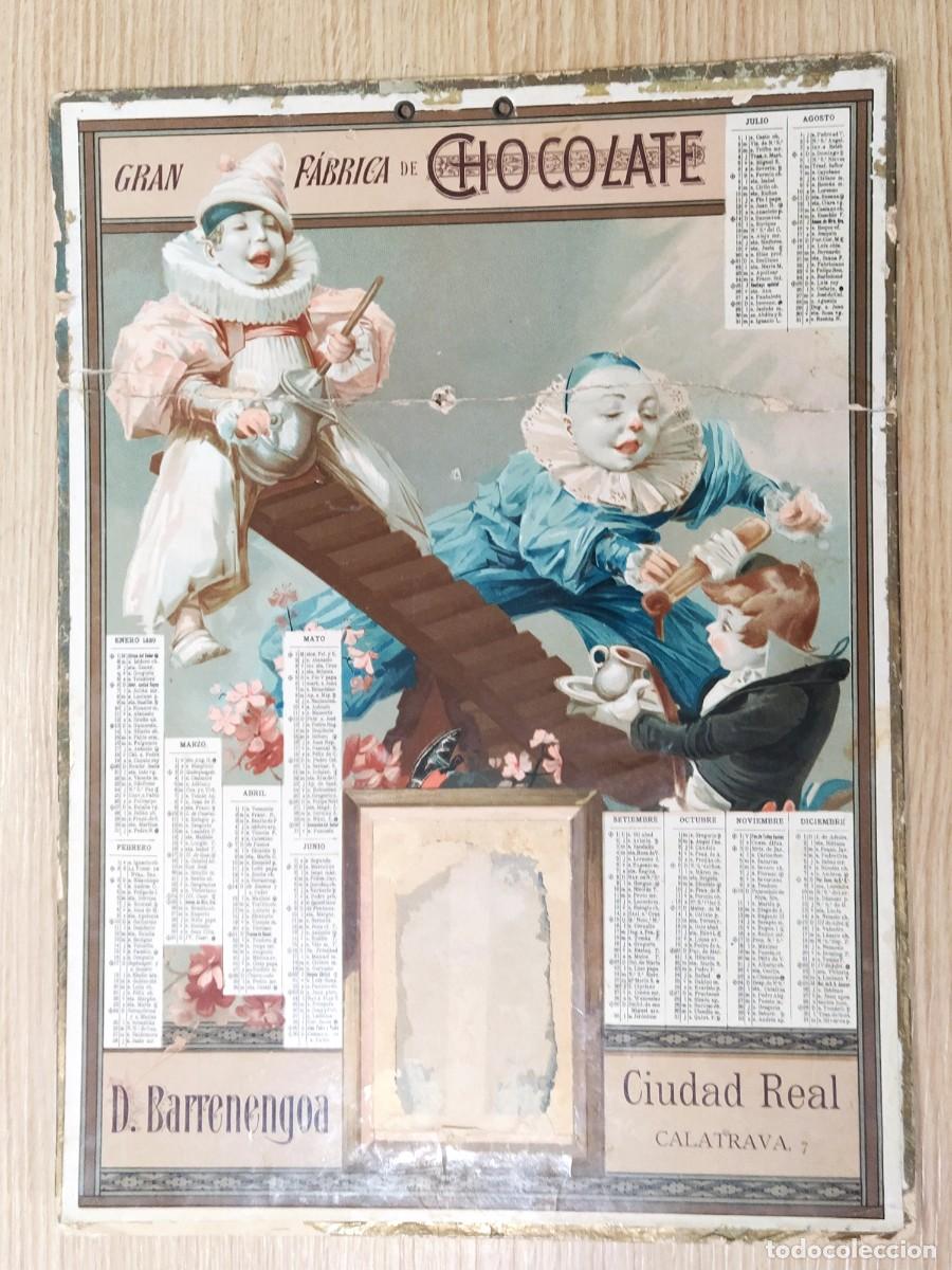 Coleccionismo de carteles: CHOCOLATE D. BARRENENGOA - CIUDAD REAL - CALENDARIO A&Ntilde;O 1889 - CARTEL ANTIGUO ORIGINAL -VER FOTOS