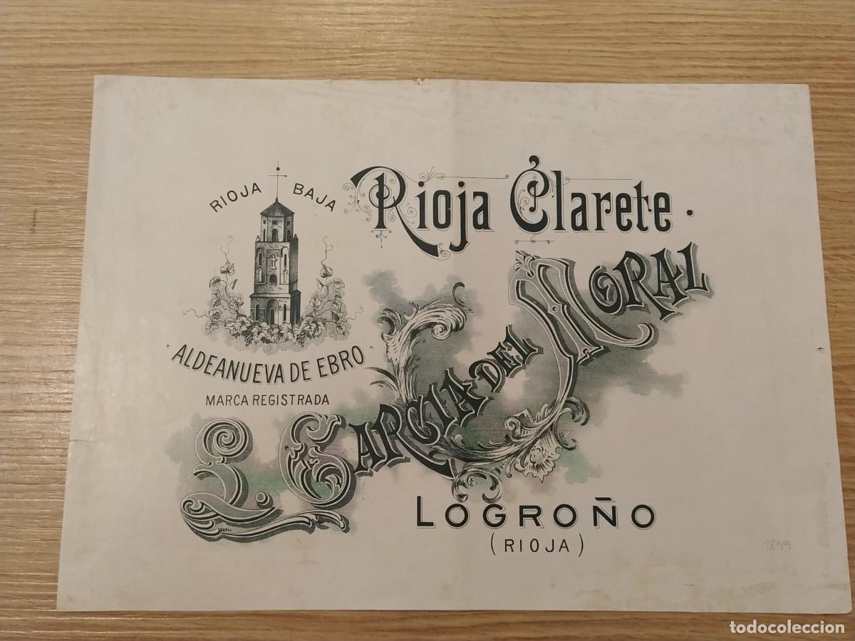 Coleccionismo de carteles: ALDEANUEVA DE EBRO - RIOJA CLARETE GARCIA DEL MORAL - LOGRO&Ntilde;O - CARTEL ANTIGUO