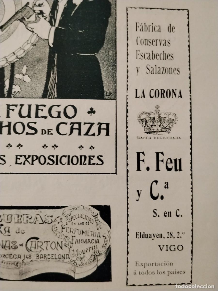Coleccionismo de carteles: FABRICA CONSERVAS ESCABECHES SALAZONES LA CORONA F. FEU VIGO HOJA REVISTA A&Ntilde;O 1903