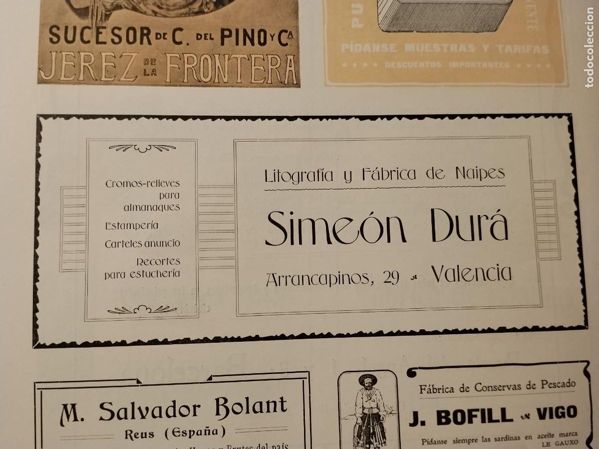 Coleccionismo de carteles: LITOGRAFIA Y FABRICA DE NAIPES SIMEON DURA VALENCIA CROMOS CARTELES HOJA REVISTA A&Ntilde;O 1903