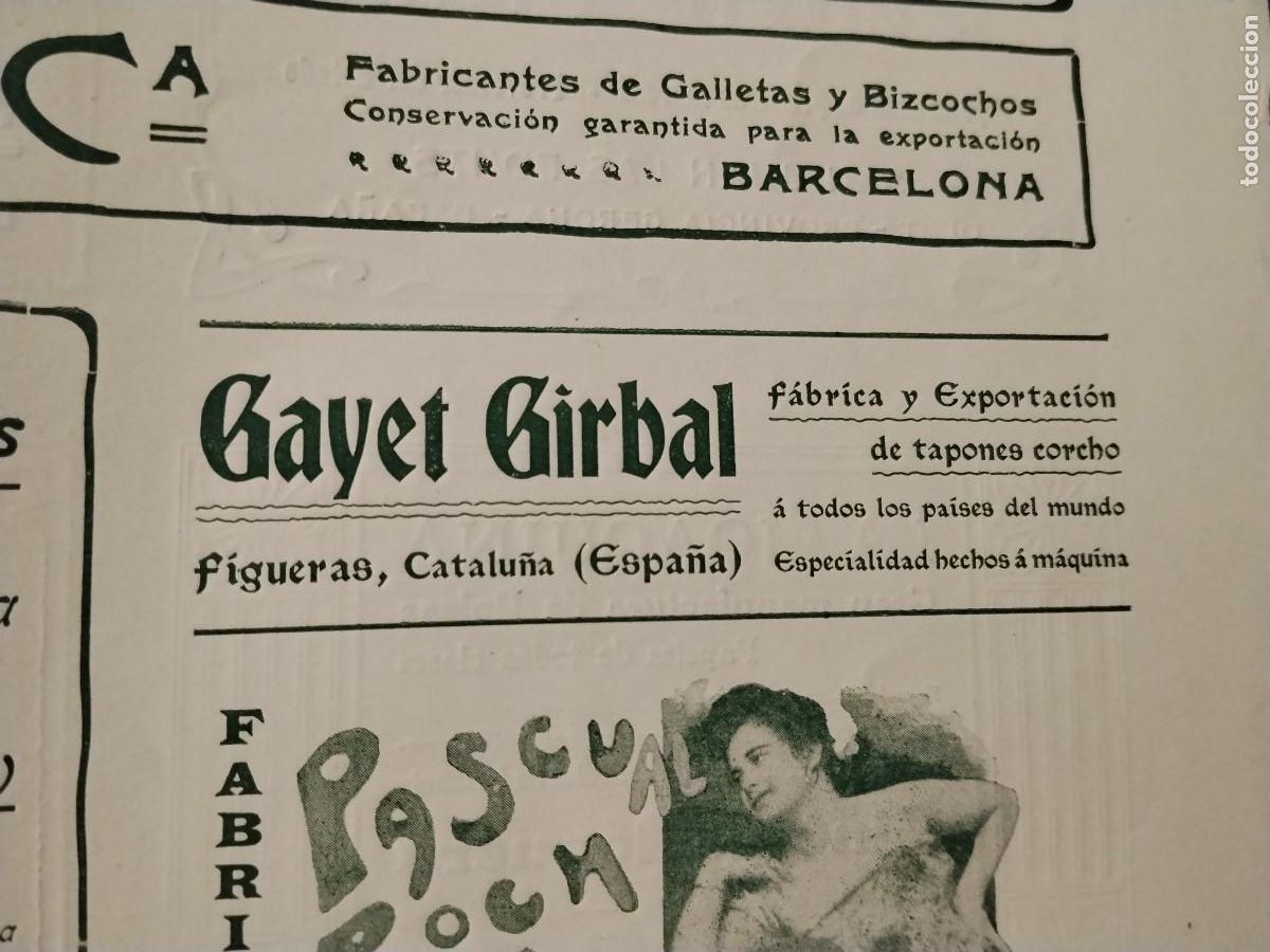 Coleccionismo de carteles: FABRICA TAPONES CORCHO GAYET GIRBAL FIGUERAS FIGUERES HOJA REVISTA A&Ntilde;O 1903
