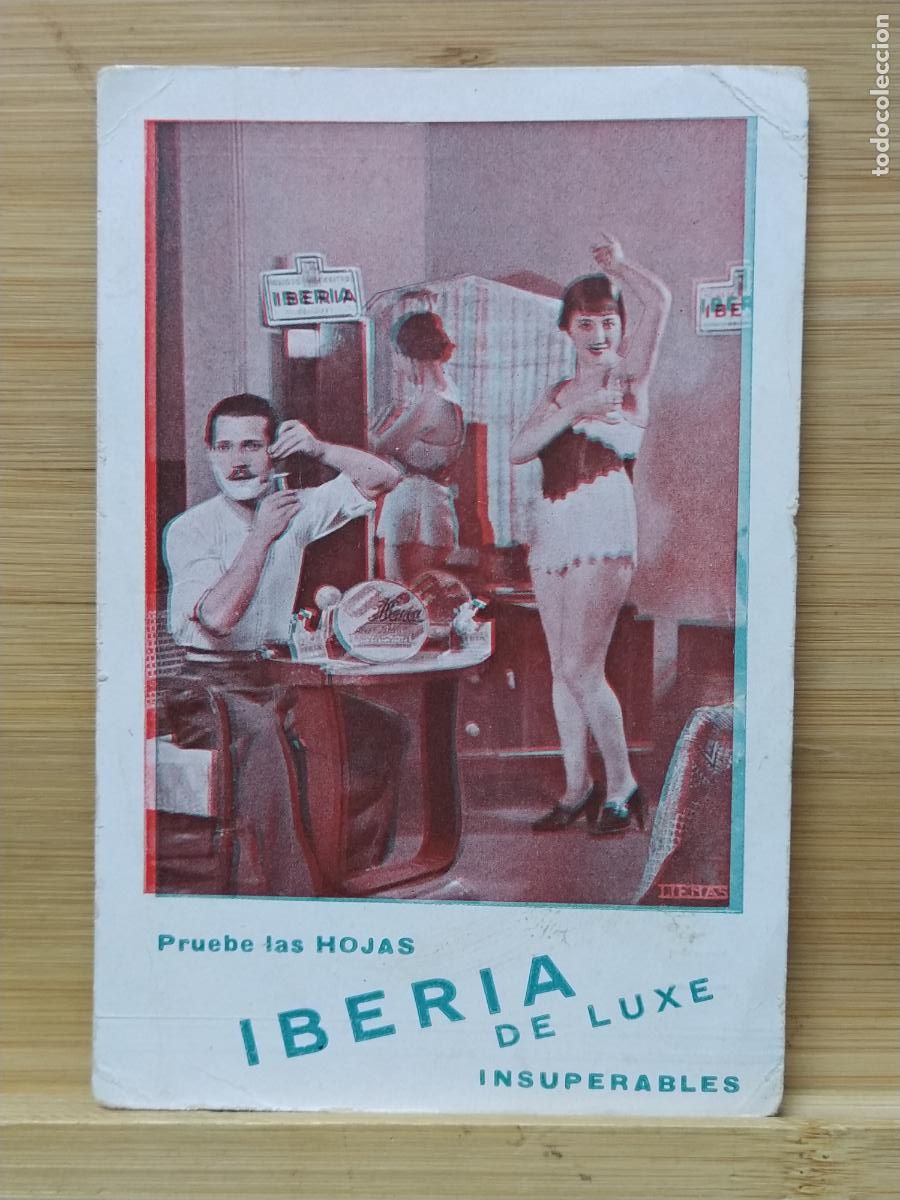 Coleccionismo de carteles: HOJAS DE AFEITAR IBERIA DE LUXE INSUPERABLES - PUBLICIDAD 3D -(117.065)