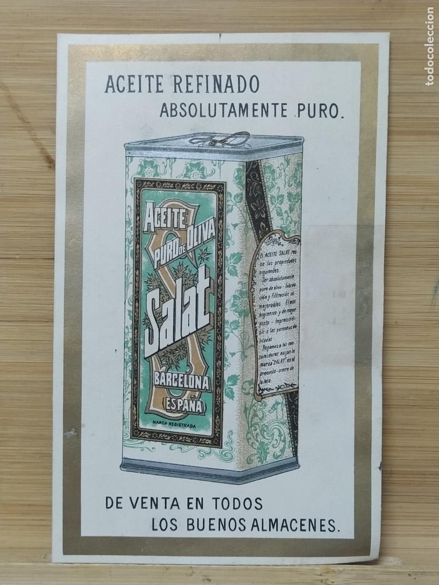 Coleccionismo de carteles: ACEITE DE OLIVA PURO SALAT - BARCELONA - PUBLICIDAD -VER FOTOS-(117.072)