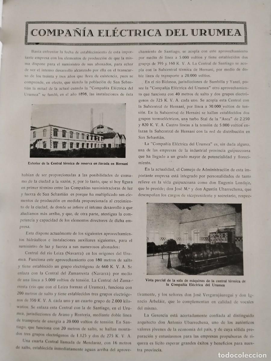 Coleccionismo de carteles: COMPA&Ntilde;IA ELECTRICA DEL URUMEA HERNANI CENTRAL TERMICA HOJA REVISTA A&Ntilde;O 1934