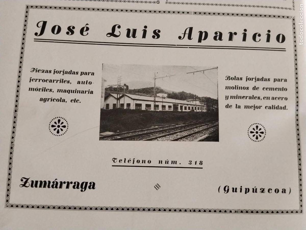 Coleccionismo de carteles: JOSE LUIS APARICIO ZUMARRAGA PIEZAS FORJADAS FERROCARRILES AUTOMOVILES HOJA A&Ntilde;O 1934