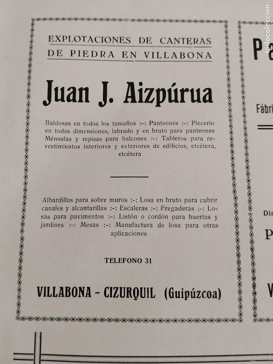 Coleccionismo de carteles: EXPLOTACION CANTERAS JUAN J. AIZPURUA / PAPELERA PORTU FABRICA PAPEL VILLABONA CIZURQUIL A&Ntilde;O 1934