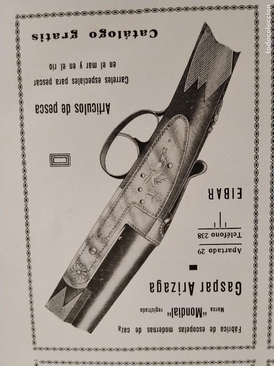 Coleccionismo de carteles: FABRICA ESCOPETAS MARCA MONDIAL GASPAR ARIZAGA EIBAR ARTICULOS PESCA CARRETES HOJA A&Ntilde;O 1934