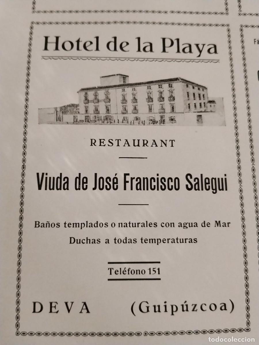 Coleccionismo de carteles: HOTEL DE LA PLAYA VIUDA DE JOSE FRANCISCO SALEGUI DEVA HOJA REVISTA A&Ntilde;O 1934