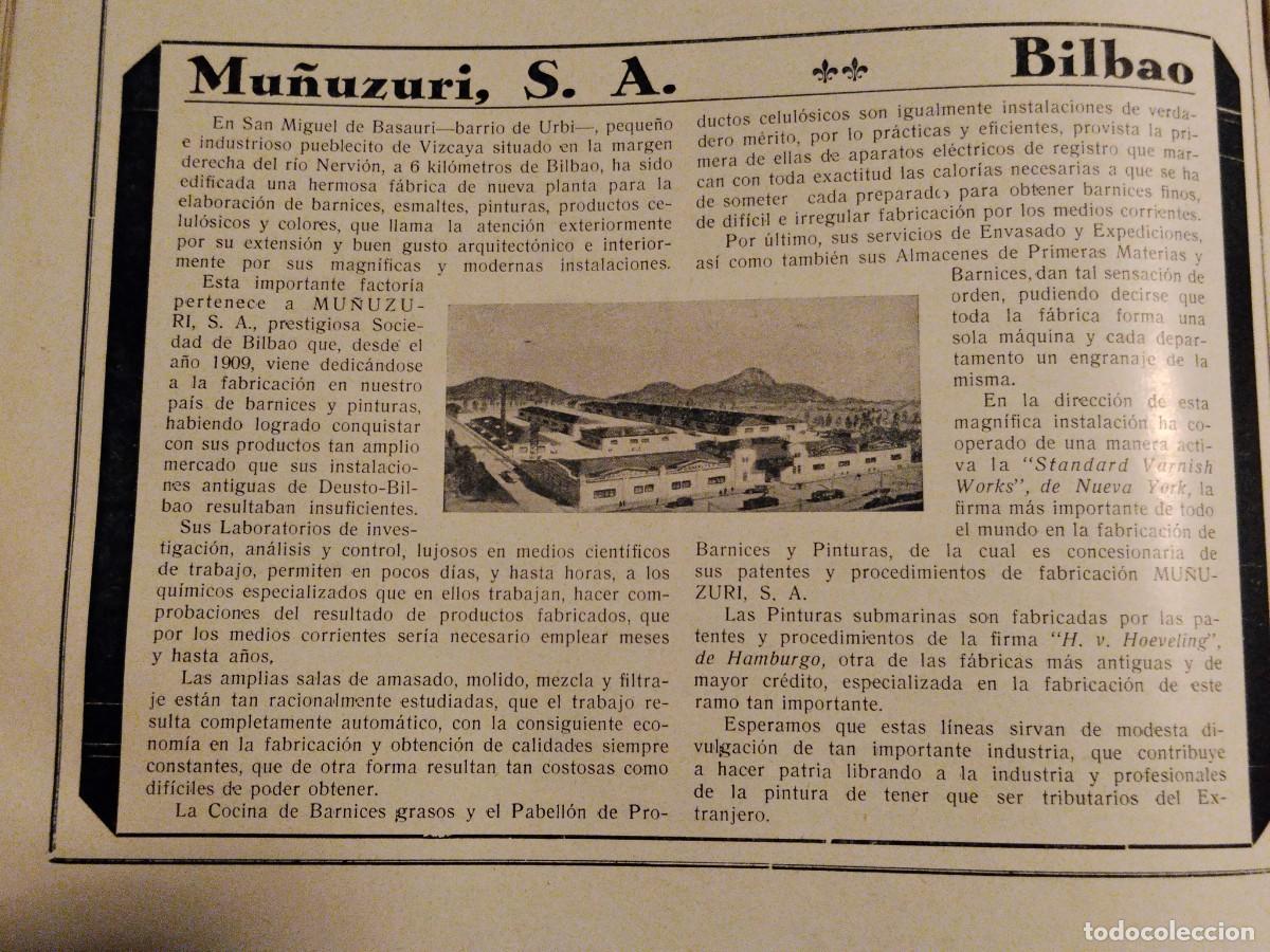 Coleccionismo de carteles: FABRICA PJNTURAS BARNICES MU&Ntilde;UZURI S.A. SAN MIGUEL DE BASAURI BARRIO DE URBI HOJA A&Ntilde;O 1934