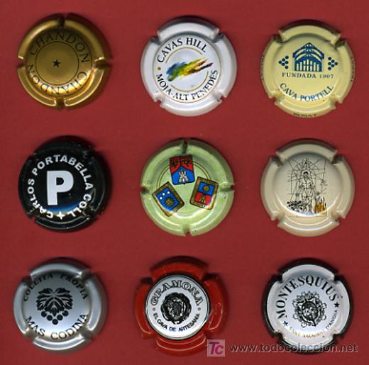 Coleccionismo de cava: LOTE DE 9 CHAPAS DE CAVA, CHAVA, ORIGINALES, DIFERENTES, L6