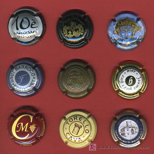 Coleccionismo de cava: LOTE DE 9 CHAPAS DE CAVA, CHAVA, ORIGINALES, DIFERENTES, L21