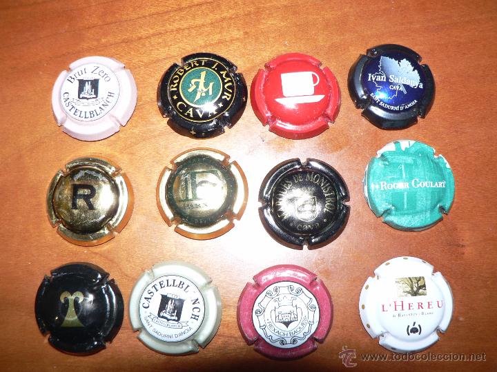 Coleccionismo de cava: Lote 12 Chapas Xapes Plaques de Cava ravent&oacute;s i blanc, ivan saldanya, roger goulart, castellblanch