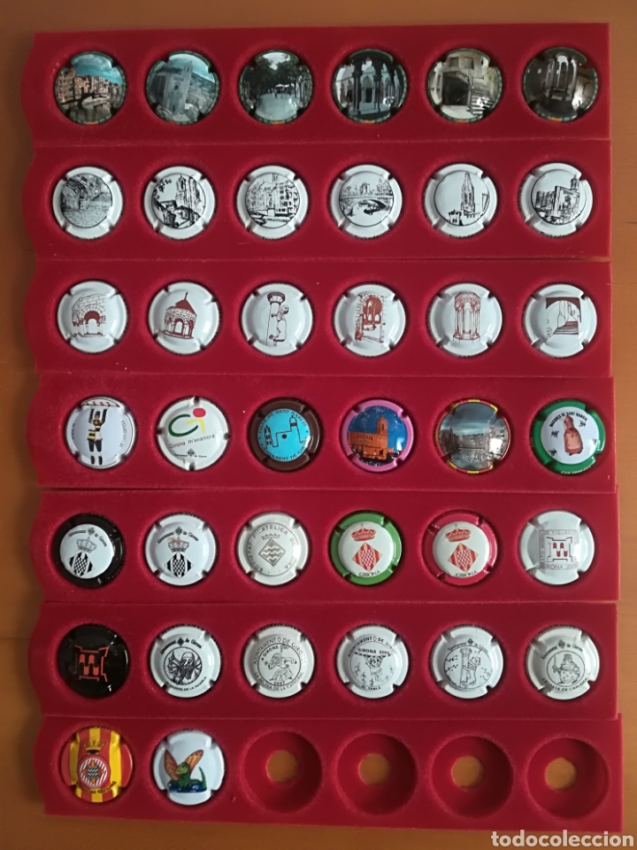 Coleccionismo de cava: Lote 38 placas chapas de cava motivo Gerona - Girona FC Cul de la Lleona