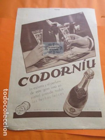 Coleccionismo de cava: PUBLICIDAD 1932 - COLECCION BEBIDAS CODORNIU - TAMA&Ntilde;O 26 X 36 CM.