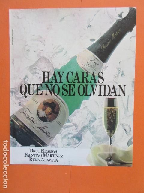 Coleccionismo de cava: PUBLICIDAD 1987 - BRUT RESERVA FAUSTINO PEREZ RIOJA ALAVA - TAMA&Ntilde;O 22,5 x 30 CM