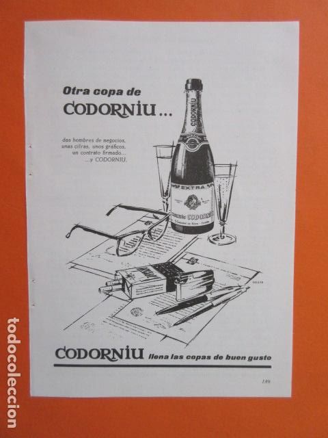 Coleccionismo de cava: PUBLICIDAD 1962 COLECCION BEBIDAS - CAVA CHAMPAN CODORNIU SAN SADURNI DE NOYA