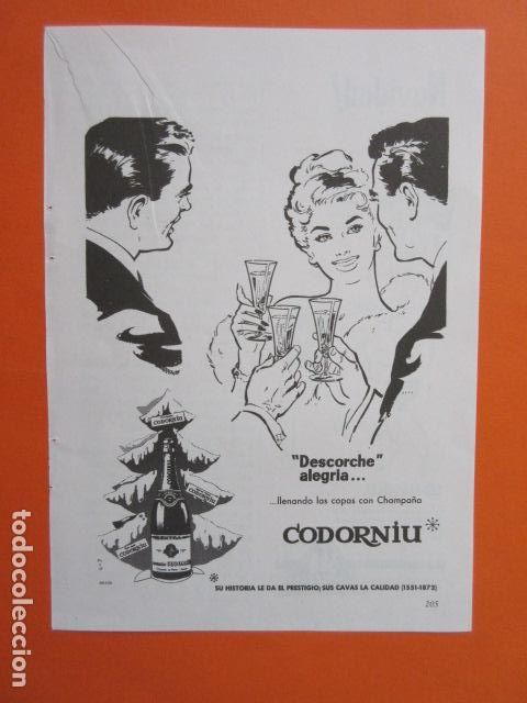 Coleccionismo de cava: PUBLICIDAD 1961 COLECCION BEBIDAS - CAVA CHAMPAN CODORNIU SAN SADURNI DE NOYA