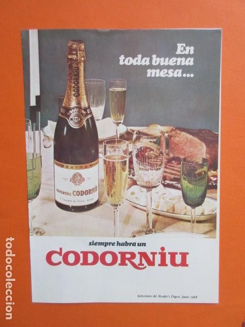 Coleccionismo de cava: PUBLICIDAD 1968 COLECCION BEBIDAS - CAVA CHAMPAN CODORNIU SAN SADURNI DE NOYA