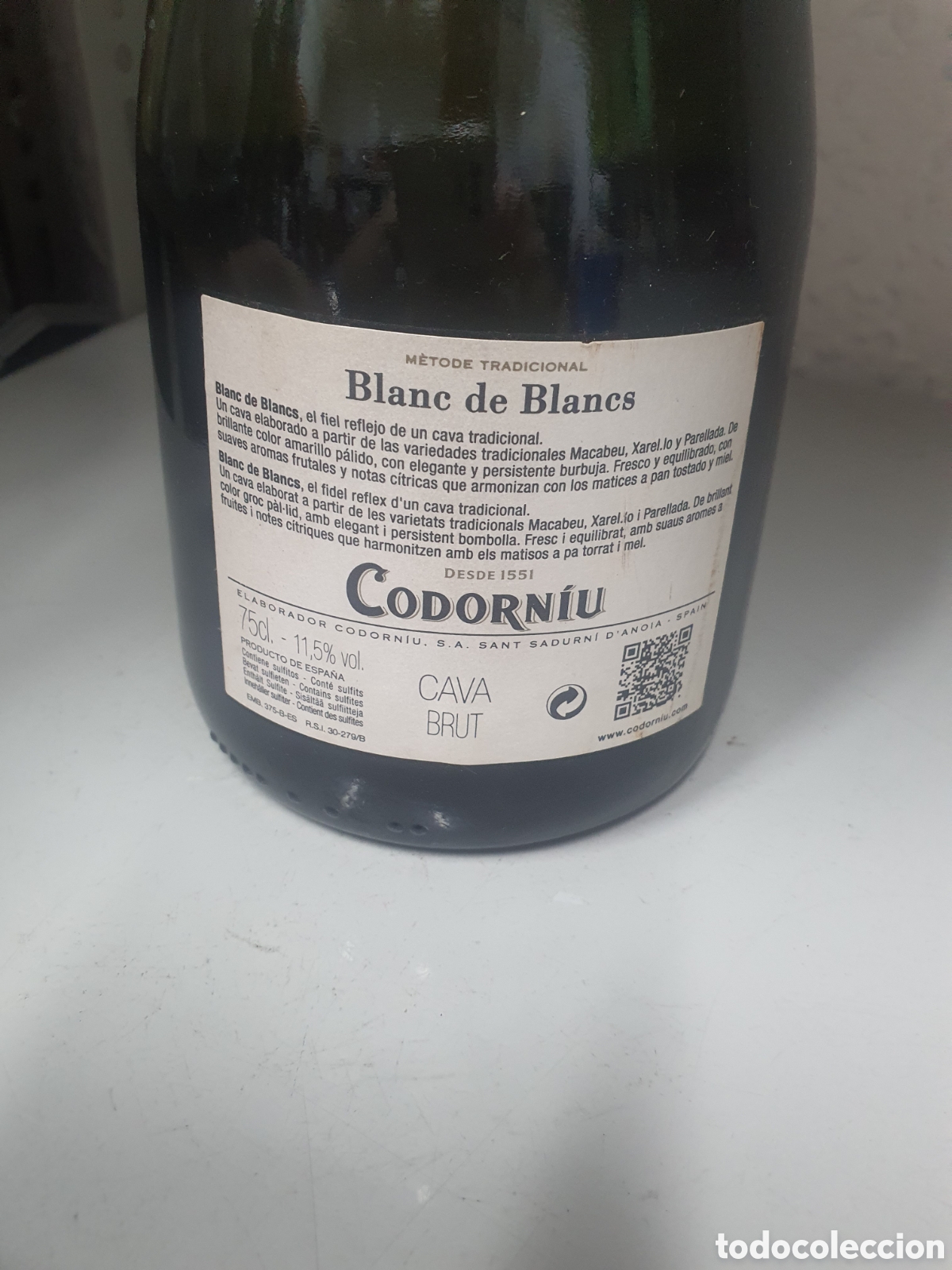 Coleccionismo de cava: botella cava codorniu blanc de blanes - Foto 3