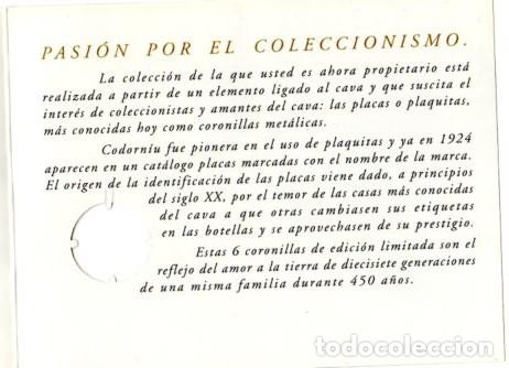 Coleccionismo de cava: ESTUCHE 6 CHAPAS DE CAVA CODORNIU EDICI&Oacute;N LIMITADA - Foto 6
