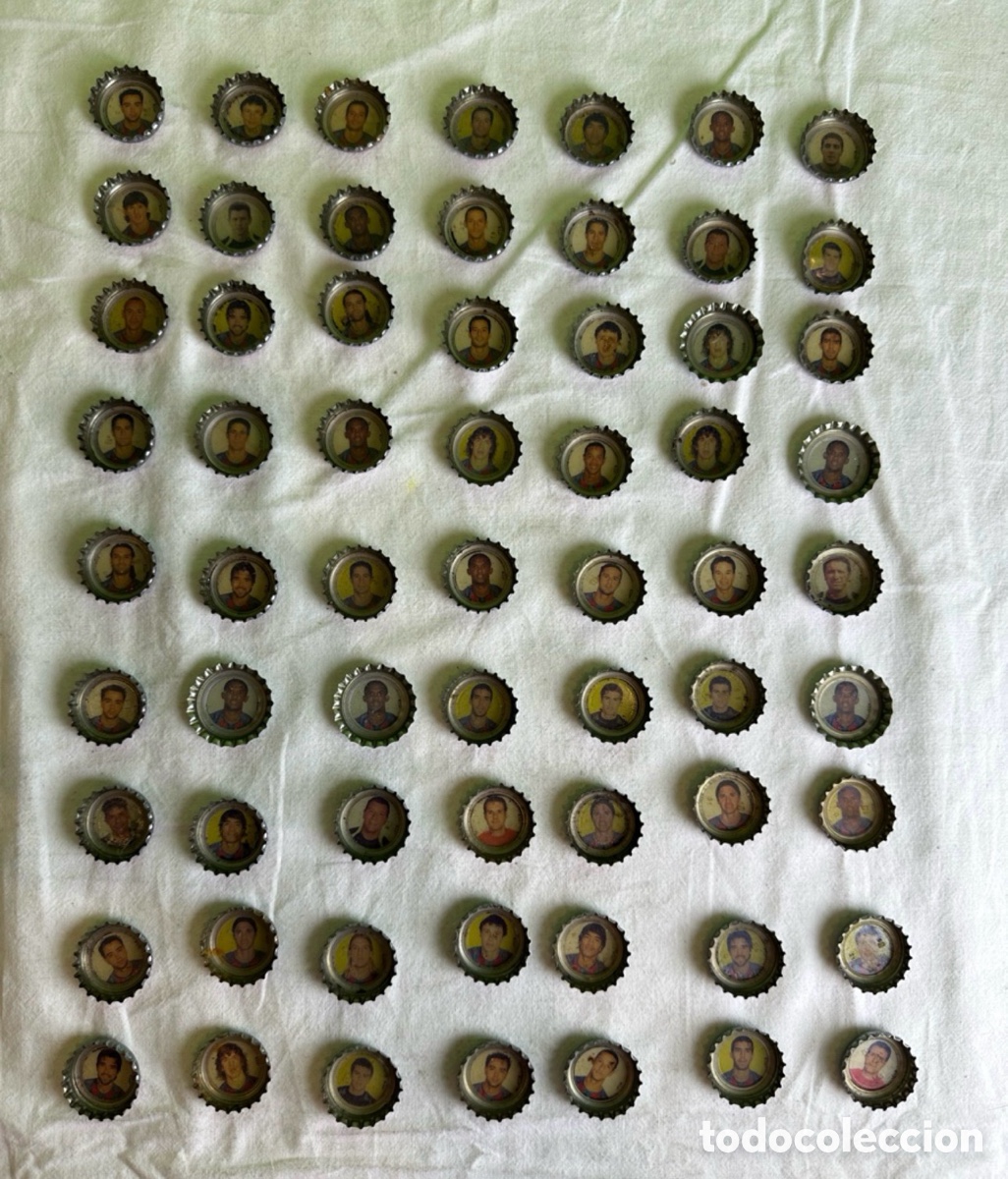 Coleccionismo de cava: chapas de botella de Coca-Cola coleccionables im&aacute;genes de jugadores de f&uacute;tbol