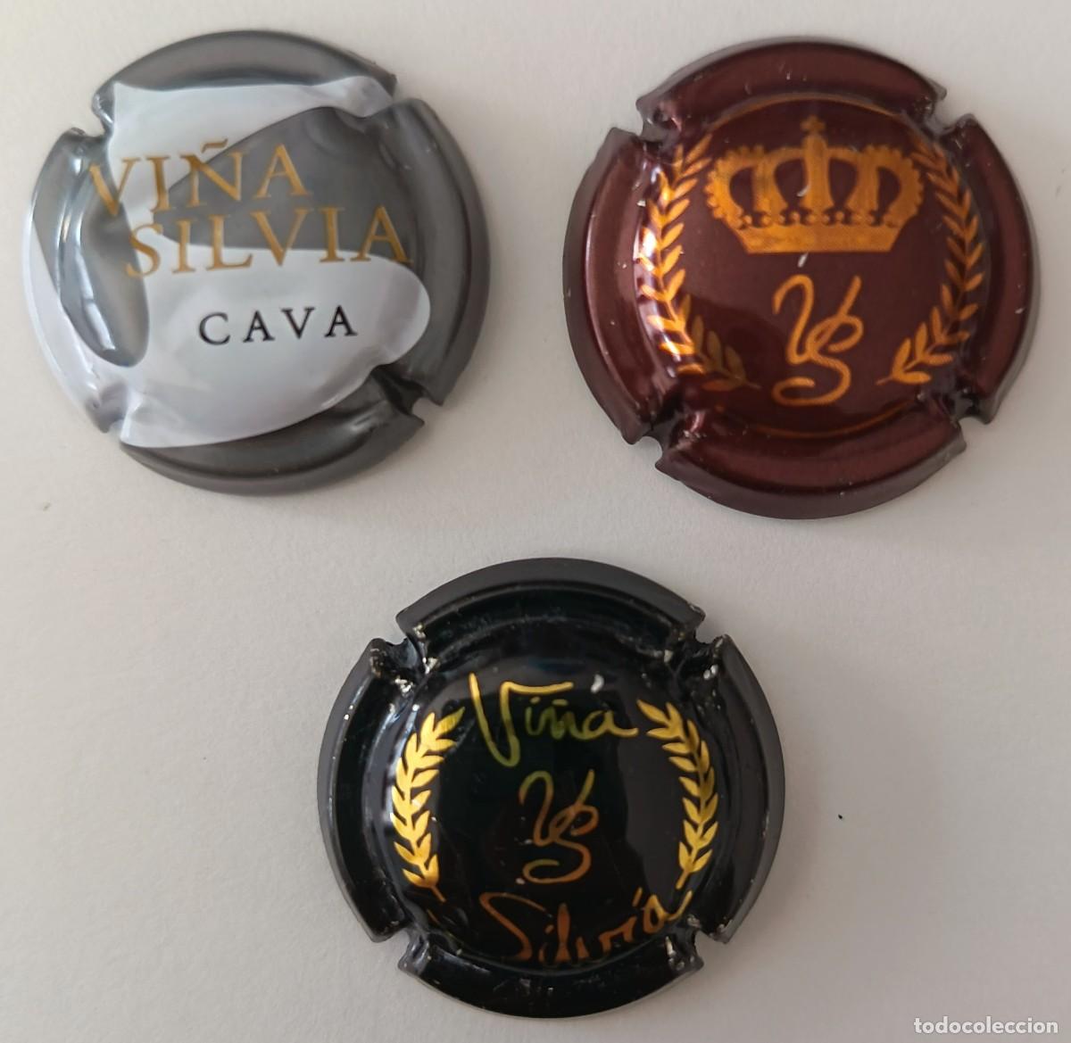 Coleccionismo de cava: 3 Chapas de cava. Vi&ntilde;a Silvia. - Foto 1