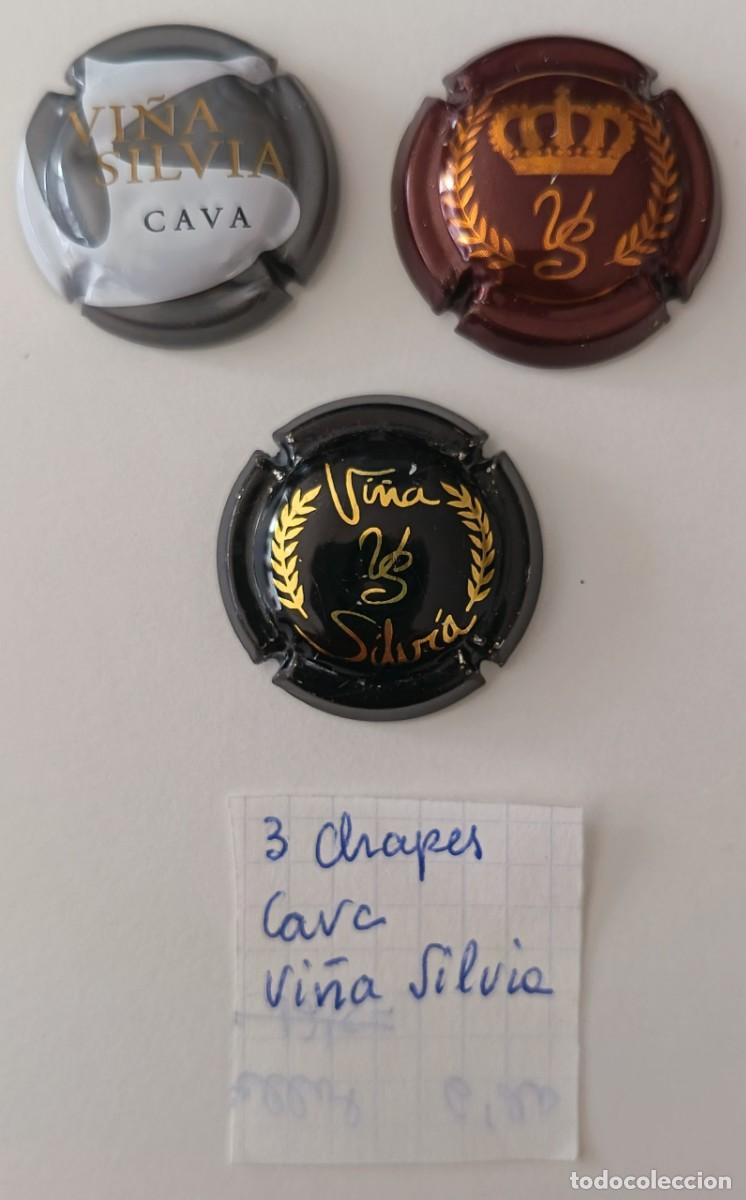 Coleccionismo de cava: 3 Chapas de cava. Vi&ntilde;a Silvia. - Foto 2