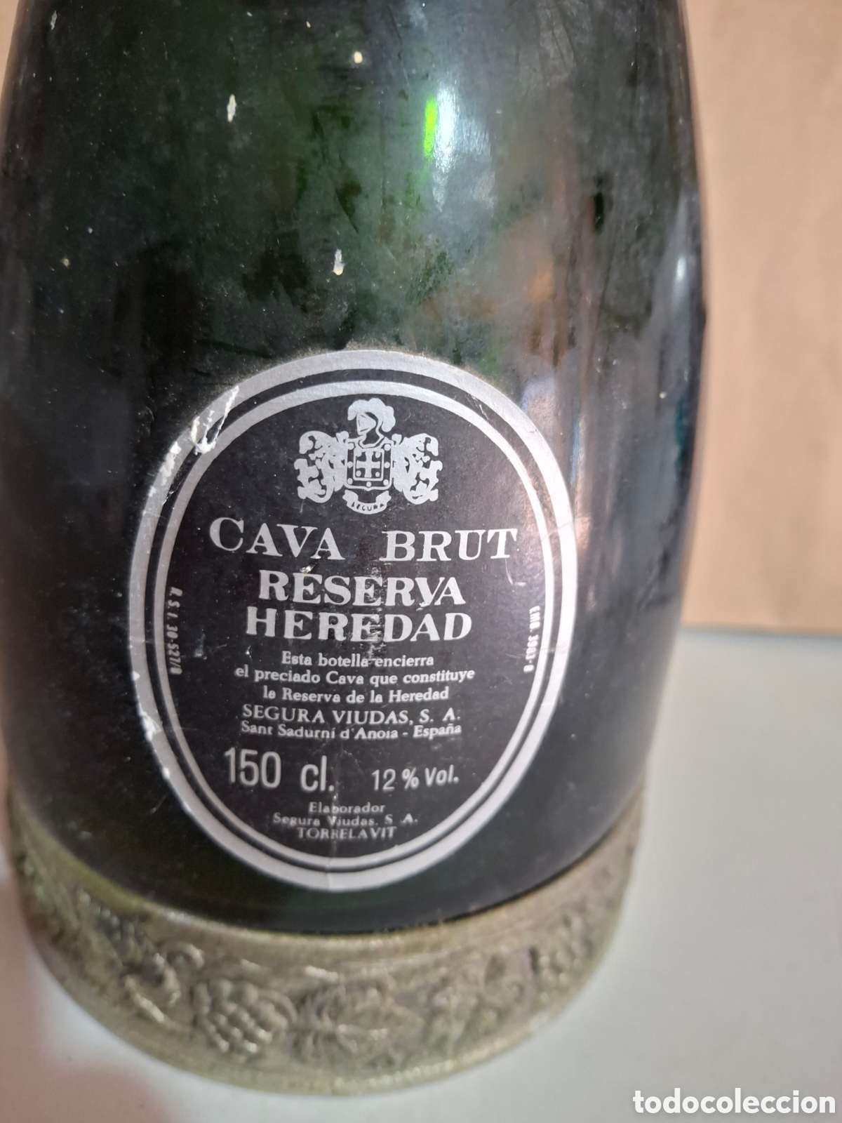 Coleccionismo de cava: Botella vac&iacute;a cava Brut Reserva Heredad - Foto 6