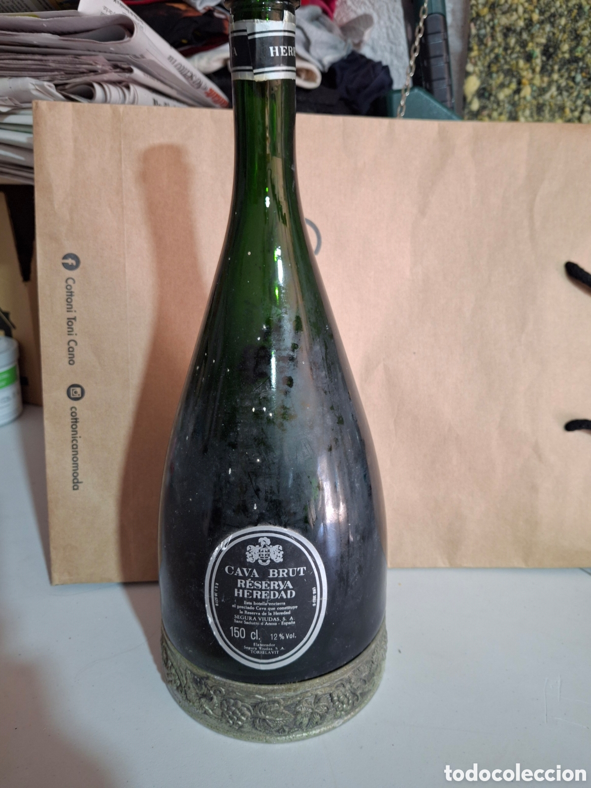 Coleccionismo de cava: Botella vac&iacute;a cava Brut Reserva Heredad - Foto 1