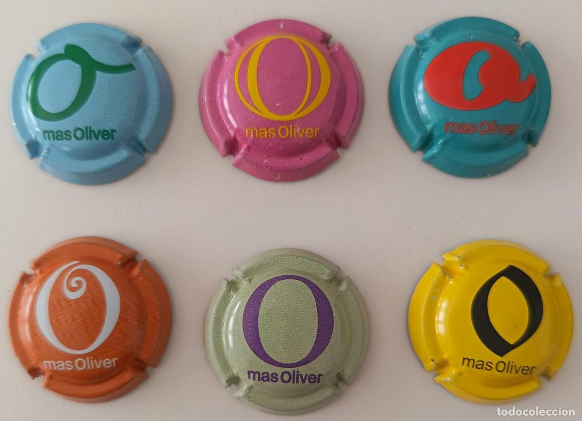 Coleccionismo de cava: 6 Chapas de Cava. Mas Oliver.