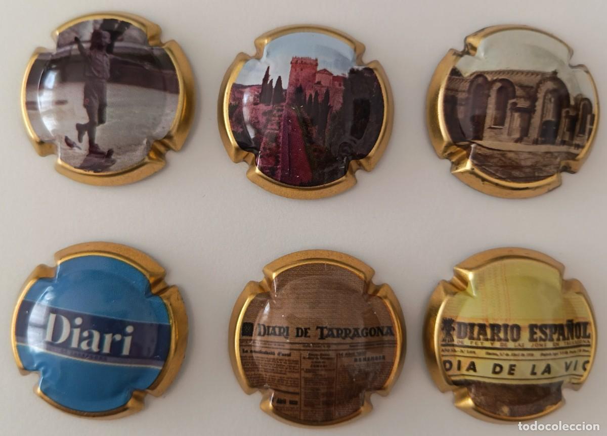Coleccionismo de cava: 6 Chapas de cava. Diario de Tarragona y Repsol. 200 A&ntilde;os de historia. Nuevas.