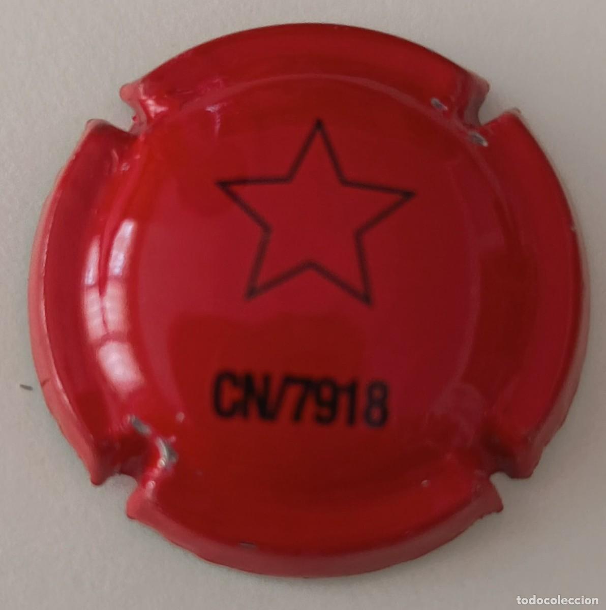 Coleccionismo de cava: Chapa de cava. Roja. CN/7918. Lleva una estrella.