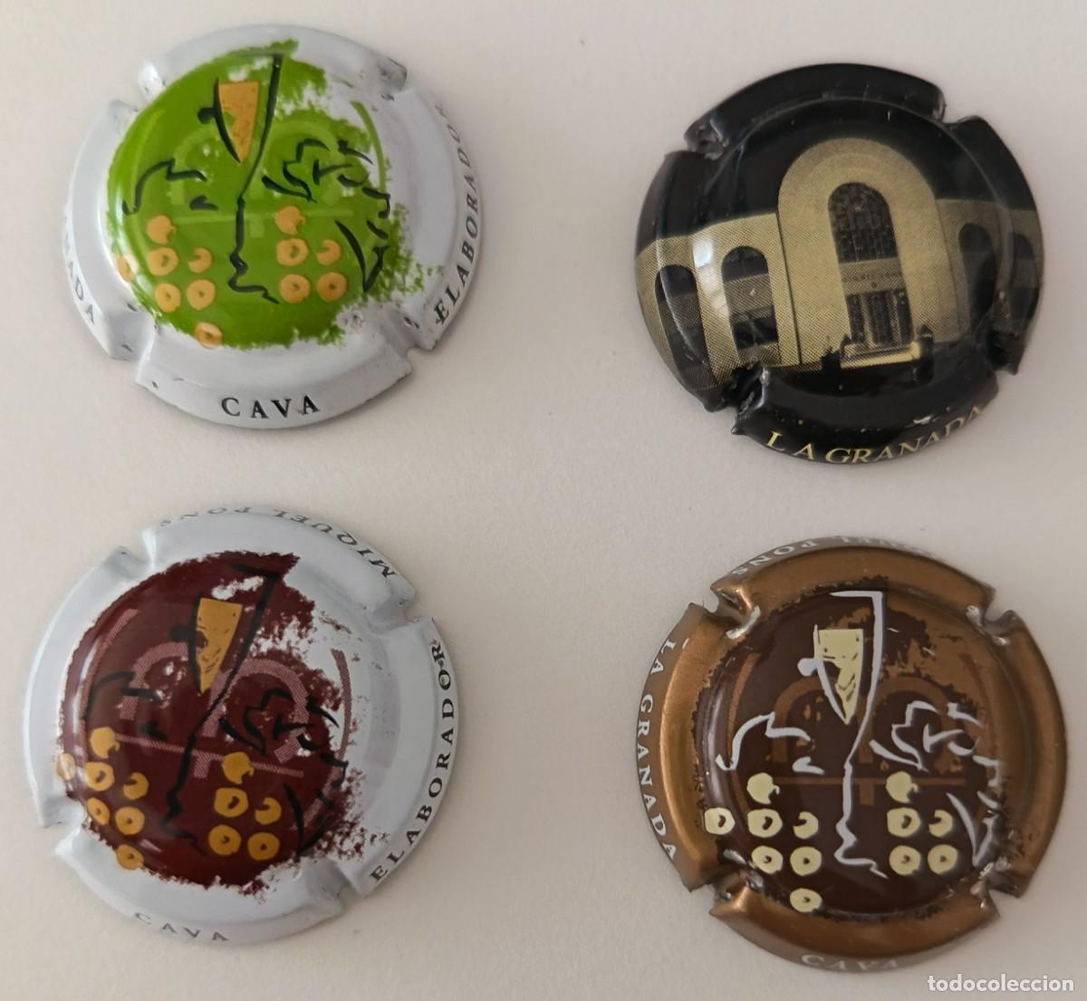 Coleccionismo de cava: 4 Chapas de cava. Miquel Pons. La Granada.