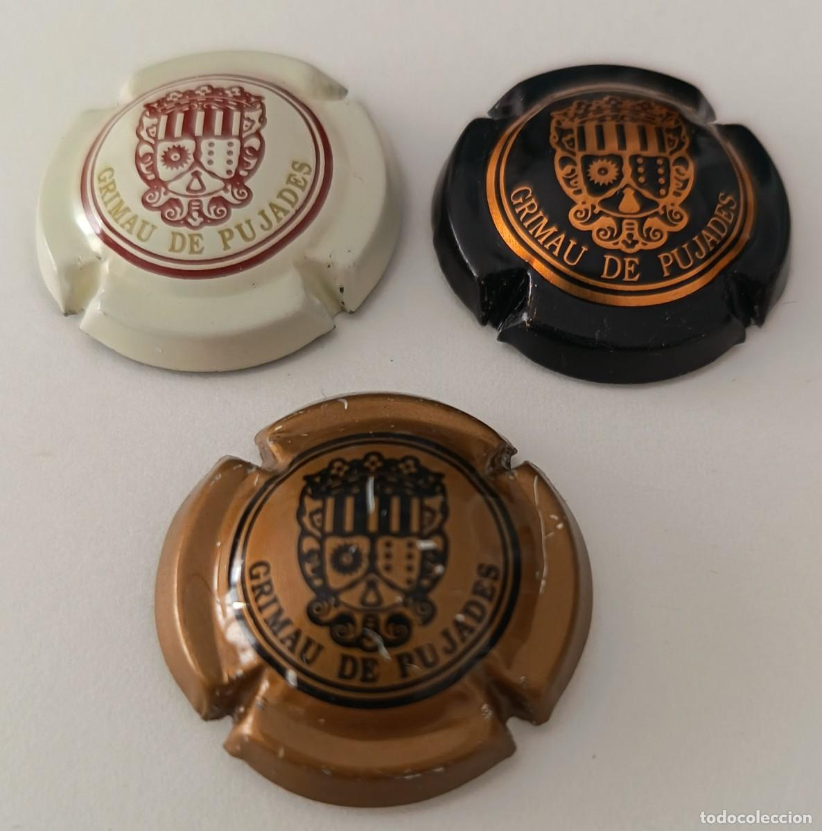 Coleccionismo de cava: 3 Chapas o placas. Cava Grimau de Pujades. Diferentes.