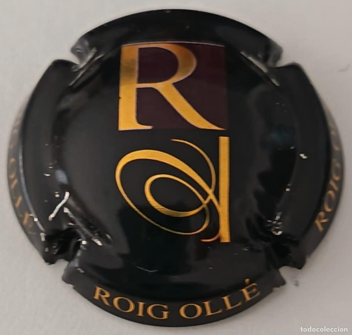 Coleccionismo de cava: Chapa o placa. Cava Roig Olle. Letras doradas.