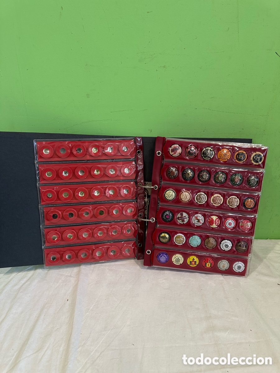Collectionnisme de cava: Gran lote colecci&oacute;n de placas de cava y champagne en &aacute;lbum clasificador numism&aacute;tico