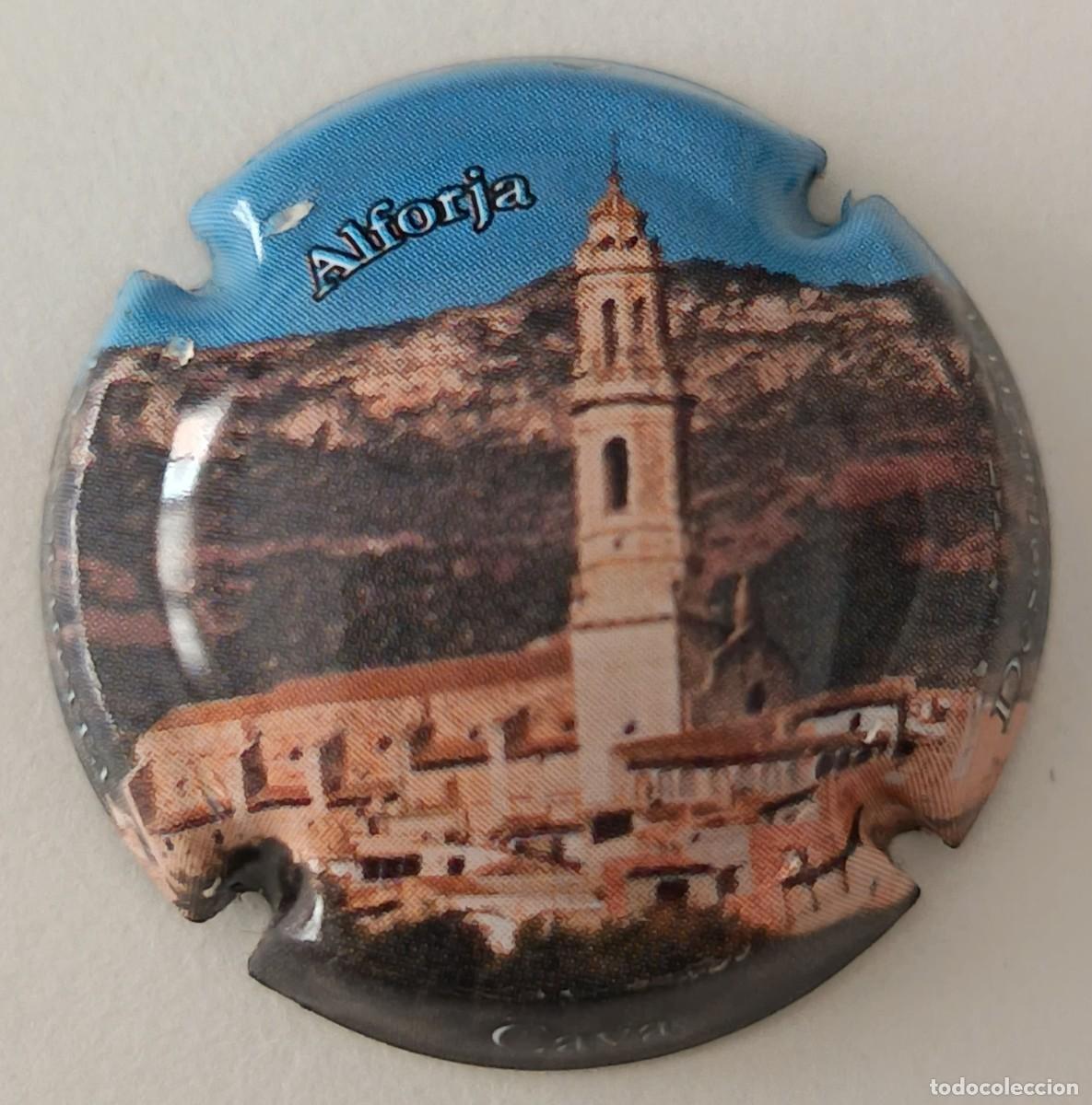 Coleccionismo de cava: Chapa o placa de cava. Cava Sotaterra. Villa d'Alforja i el campanar. Tarragona.