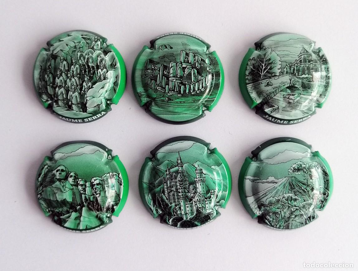 Coleccionismo de cava: Serie Completa de 6 Chapas de Cava - JAUME SERRA - &rdquo;Edificios Hist&oacute;ricos y Monumentos&rdquo; (Verde)