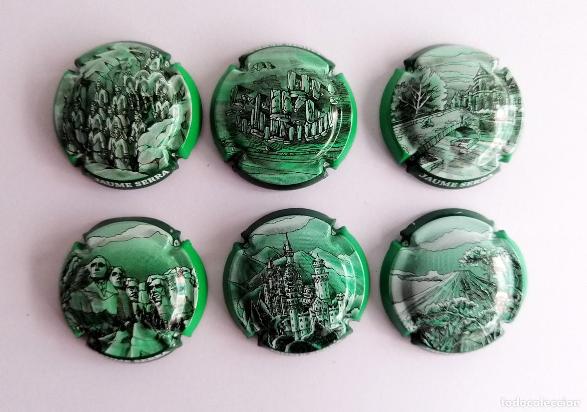 Coleccionismo de cava: Serie Completa de 6 Chapas de Cava - JAUME SERRA - &rdquo;Edificios Hist&oacute;ricos y Monumentos&rdquo; (Verde) - Foto 3