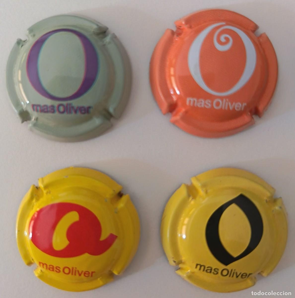 Coleccionismo de cava: 8 Chapas o placas de cava. Mas Oliver. Todas de la misma colecci&oacute;n con diferentes colores.