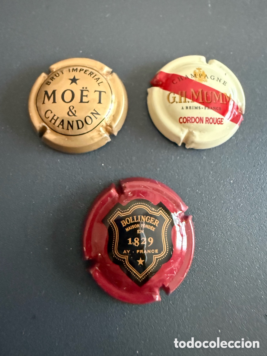 Coleccionismo de cava: 3x Placas CHAMPAGNE MUMM. MOET. BOLLINGER